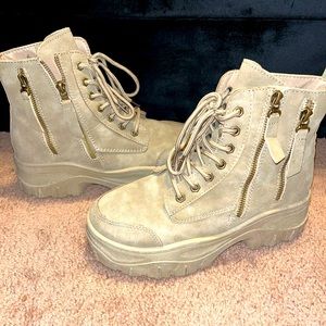 Tan Platform Baby Doll Booties